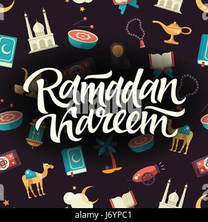 Ramadan Kareem - seamless pattern avec les icônes de la culture islamique Illustration de Vecteur