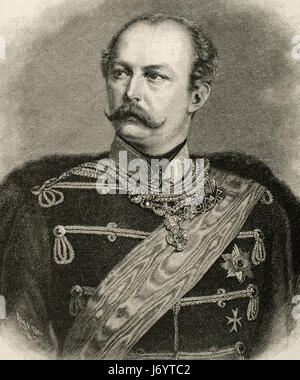 Le Prince Friedrich Karl Nicolaus de Prusse (1828-1885). Portrait. Gravure par Kaeseberg. Historia 'universel', 1885. Banque D'Images