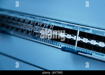 Close up of switch panel des câbles Banque D'Images