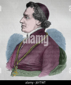 Giacomo Antonelli (1806-1876). Le cardinal italien. Le Cardinal Secrétaire d'État 1848-1876. La gravure. Plus d'un siècle, 1883. Banque D'Images