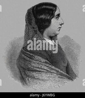 Amantis-Lucile-Aurore Dupin pseudonyme George Sand (1804-1876). Romancier français. La gravure, notre siècle,1883. Edition espagnol. Banque D'Images