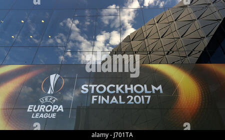 Une vue générale de la Friends Arena, à Stockholm, en Suède, en amont de la finale de la Ligue Europa entre Manchester United et l'Ajax mercredi. Banque D'Images