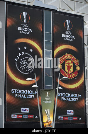 Une vue générale de la Friends Arena, à Stockholm, en Suède, en amont de la finale de la Ligue Europa entre Manchester United et l'Ajax mercredi. Banque D'Images