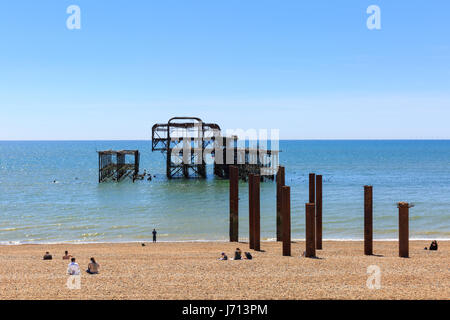 L'ancienne jetée ouest de la plage de Brighton, Brighton, UK Banque D'Images