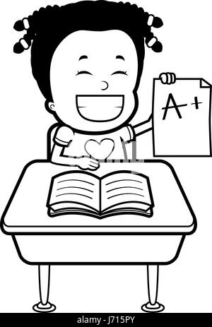 Une bonne caricature étudiant avec de bonnes notes. Illustration de Vecteur