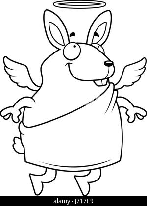 Une bonne caricature lapin aux ailes d'ange et de halo. Illustration de Vecteur