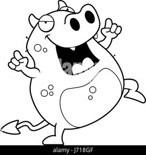 Une bonne caricature diable danse et souriant. Illustration de Vecteur
