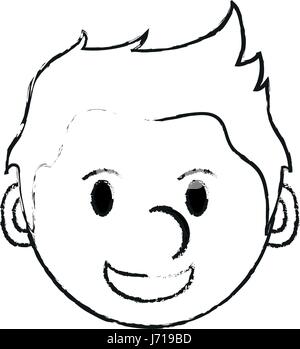 Silhouette floue monochrome avec cartoon face smiling man with hairstyle Illustration de Vecteur