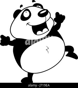 Une bonne caricature panda danse et souriant. Illustration de Vecteur