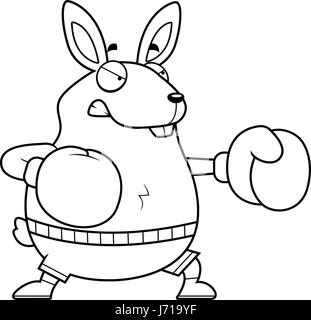 Illustration d'une caricature d'une perforation de lapin avec des gants de boxe. Illustration de Vecteur