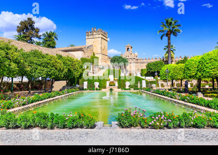 Cordoue, Espagne. Jardins de l'Alcazar de los Reyes Cristianos Banque D'Images