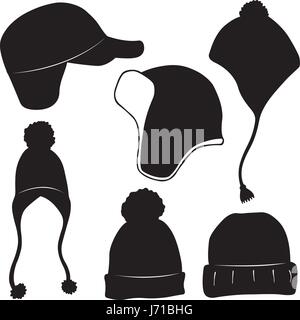 Ensemble d'hiver différents chapeaux isolated on white Illustration de Vecteur