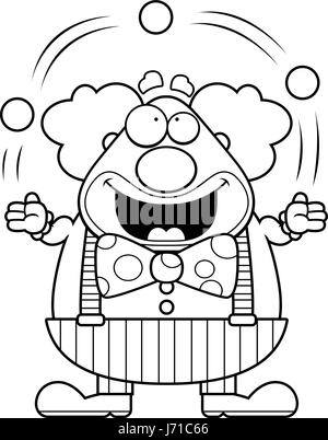 Une bonne caricature clown jonglage et souriant. Illustration de Vecteur