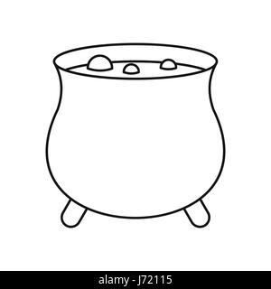 Sorcier chaudière, icône de style contour Illustration de Vecteur