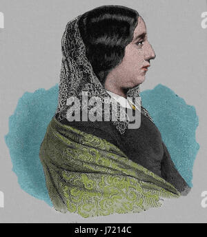 Amantis-Lucile-Aurore Dupin pseudonyme George Sand (1804-1876). Romancier français. La gravure, notre siècle,1883. Edition espagnol. Banque D'Images