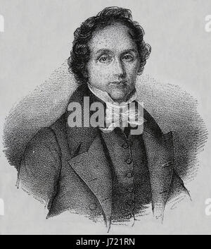 Casimir Delavigne (1793-1843). Poète et dramaturge français. Gravure, 19ème siècle. Notre siècle,1883. Banque D'Images