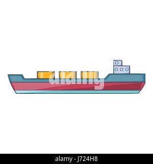 Navire cargo transporte, icône de style cartoon Illustration de Vecteur
