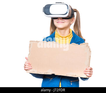 Petite fille à lunettes VR Banque D'Images