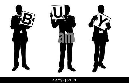 Silhouettes d'hommes d'holding décoratifs isolated on white Banque D'Images