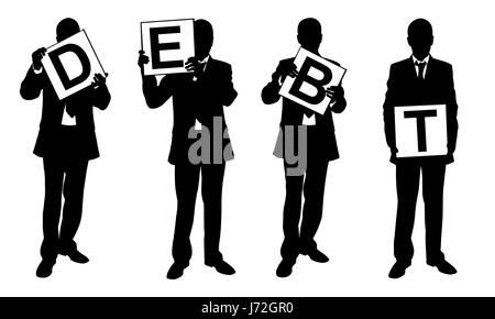 Silhouettes d'hommes d'holding décoratifs isolated on white Banque D'Images