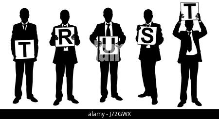 Silhouettes d'hommes d'holding décoratifs isolated on white Banque D'Images