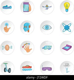 Nouvelles technologies, cartoon style icons set Illustration de Vecteur