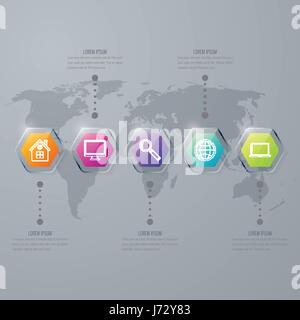 L'infographie avec hexagones sur fond gris Illustration de Vecteur