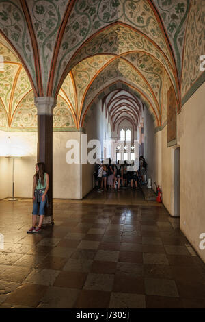 Château de Malbork intérieur, le Vestibule bas avec voûte croisée dans le palais des Grands Maîtres, la Pologne, l'Europe Banque D'Images