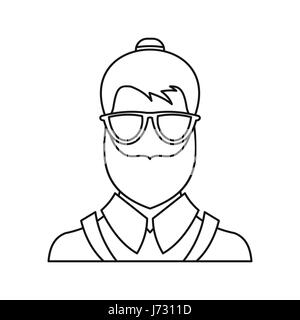 Bearded hipster face icon, outline style Illustration de Vecteur