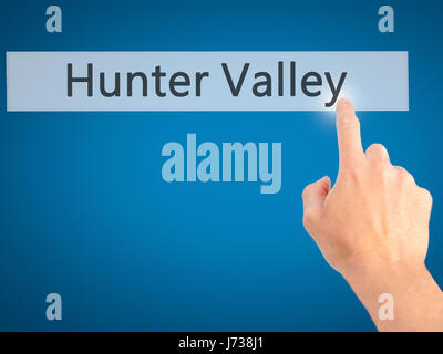 Hunter Valley - part en appuyant sur un bouton sur l'arrière-plan flou concept . Le commerce, la technologie, internet concept. Stock Photo Banque D'Images