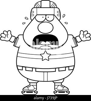 Illustration d'une caricature d'un joueur de hockey à la peur. Illustration de Vecteur