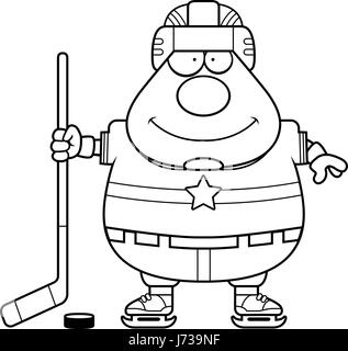 Illustration d'une caricature d'un joueur de hockey en souriant. Illustration de Vecteur
