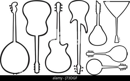Ensemble de guitares isolated on white Illustration de Vecteur