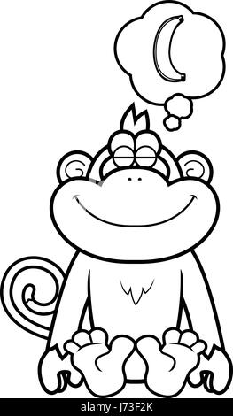 Illustration d'une caricature d'un singe à rêver d'une banane. Illustration de Vecteur