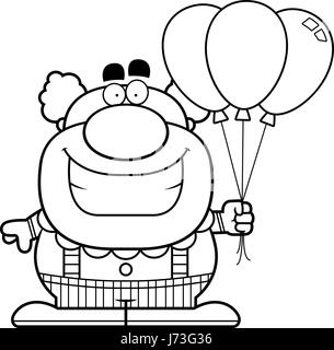 Illustration d'une caricature d'un clown holding balloons. Illustration de Vecteur