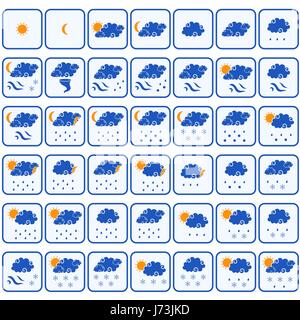 Ensemble de quarante deux icônes météo vecteur de couleur isolé sur fond blanc Illustration de Vecteur