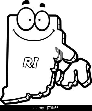 Illustration d'une caricature de l'état de Rhode Island en souriant. Illustration de Vecteur
