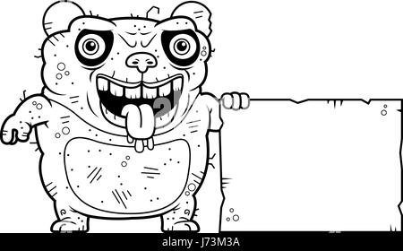 Illustration d'une caricature d'un vilain panda avec un signe. Illustration de Vecteur