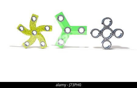 Classic et quatre trois part fidget spinner, travail rendu 3D Banque D'Images