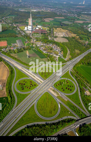 Centrale à charbon, de l'autoroute A45 et Autoroute Castrop-Rauxel A42, EON-energy, le chauffage urbain, au nord de la Ruhr, Rhine-Westphal Banque D'Images