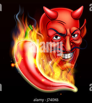 Un poivron si chaud et épicé, il est en feu et caractère diable Banque D'Images