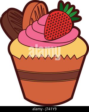 Peu de délicieux cupcake crémeux Illustration de Vecteur