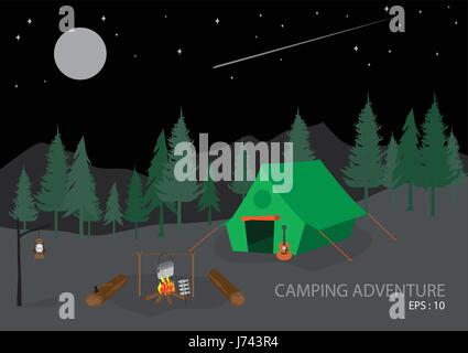 Design plat fond paysage camping. vector illustration Illustration de Vecteur