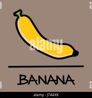 Banane mignon style dessiné à la main,dessin,hand drawn vector illustration. Illustration de Vecteur