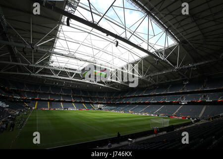 Une vue générale de la Friends Arena, à Stockholm, en Suède, en amont de la finale de la Ligue Europa contre l'Ajax demain soir. Banque D'Images