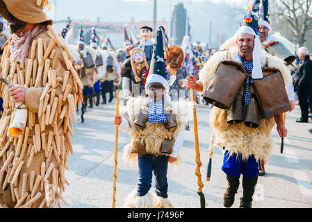 La Vijanera, un carnaval d'hiver. Silio, Molledo, Cantabria, Espagne, Europe Banque D'Images