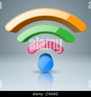 Wi-fi 3d couleur icône foou. Illustration de Vecteur