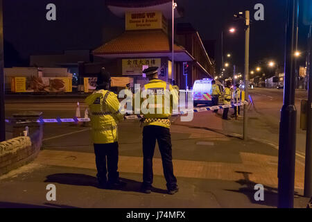 Manchester UK. Le mardi 23 mai 2017. Cordon de Police sur Olgham Road. Copyright Ian Wray. Alamy Live News Banque D'Images