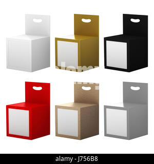Boîte de papier avec fenêtre avant emballage et hanger set, chemin de détourage inclus. Des modèles pour la variété produit comme la cartouche d'encre, électronique ou de s Banque D'Images