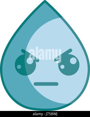 Belle silhouette kawaii angry goutte eau Illustration de Vecteur